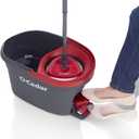 O-Cedar EasyWring Microfiber Spin Mop & Bucket Floor Cleaning System + 2 Extra Refills, Red/Gray