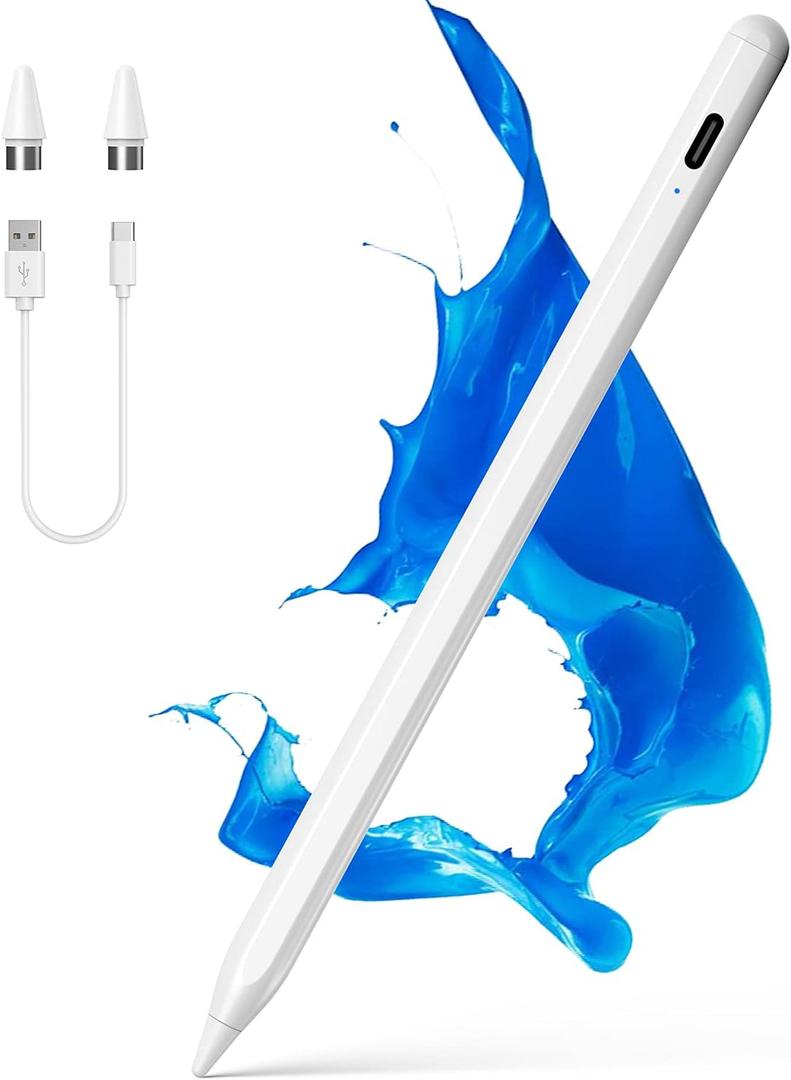Stylus Pens for Touch Screens, NTHJOYS Active Stylus Pen for iOS/Android with Magnetic Design Fine Point Stylist Pencil Compatible with Apple iPad/Pro/Air/Mini/iPhone/Tablets Writing & Drawing (White)