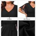 Talisea Plus Size Cocktail Dress Black Wedding Guest Formal Chiffon Short Sleeve High Low Semi Formal Dress Curvy Women, Black, 16 Plus