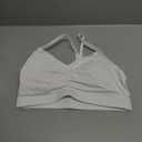 CRZ YOGA Butterluxe Ruched Sports Bras for Women - V Neck Spaghetti Thin Strap Y Back Wireless Padded Yoga Crop Top (L, White)