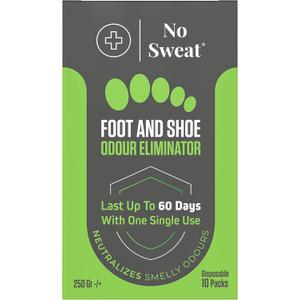 No Sweat Foot And Shoe Odour Eliminator Powder - Lasts Up To 60 With One Single Use - Salty Structure - No Need Mix With Water - Neutralizes Smelly Odours - No Mess -1 Box x 10 Sachets