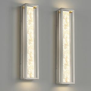 Brushed Nickel Dimmable Wall Sconces Set of Two, Modern Sconces Wall Lighting, 24 Inch Led Hardwired Wall Lights, 4000K Indoor Wall Light Fixtures for Bedroom, Living Room, Stairway, Hallway