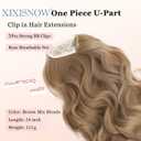 Clip In Hair Extensions One Piece 24 Inch Long Curly Synthetic Wavy Hair Extensions Clips Ins Natural Fluffy Clip On Extension Hair Pieces Hair Extension Clips for Women Brown Mix Blonde