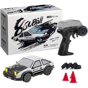 1/64 Scale Drift RC Car, 2.4Ghz Mini Sports Car, 4WD RC Truck Model Toys, Full Proportional, with Replaceable Tires, Gift for Adults and Kid (Gray)