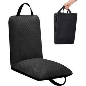 Love&go Portable Stadium Seat with Back Support for Children Kids Teens, Lightweight Child Seat for Outdoor Sports Concerts Camping (Black, Regular - 11.81" W x 15.75" D x 15.75" H)