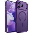 CANSHN Magnetic Compatible with iPhone 17 Pro Case, Upgraded [Full Camera Protection] [Compatible with Magsafe] [Translucent Matte] Shockproof Protective Phone Cover 6.3 Inch - Deep Purple
