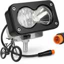 Baja Style Light Ebike Headlight for RidstarQ20, 3-Pin Julet Waterproof Connector Bright 20W LED Plug and Play 12V-60V Wide Voltage Compatible Head Lamp for Ridstar Q20 Lite/H20/E26/S10(White)