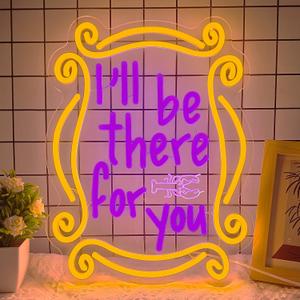 Friends TV Show Neon Sign I'll Be There for You Neon Sign for Wall Decor, Monica's Door Decor LED Light Dimmable LED Decoration for Bedroom Birthday Party Friends Gift