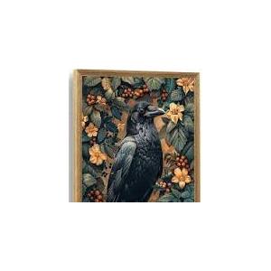 ICHZUMW Gothic Raven Decor Canvas Wall Art, Victorian Crow Pictures, Vintage Dark Academia Moody Floral Poster, Framed Cottagecore Wall Decor for Bedroom Living Room, 16x24in