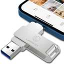 256GB Flash Drive for Phone Memory Stick,Phone Flash Drive USB 3.0 External Storage,3 in 1 Photo Stick is Compatible with i 0S/Pad/Android/PC/Mac (256GB, Silver)