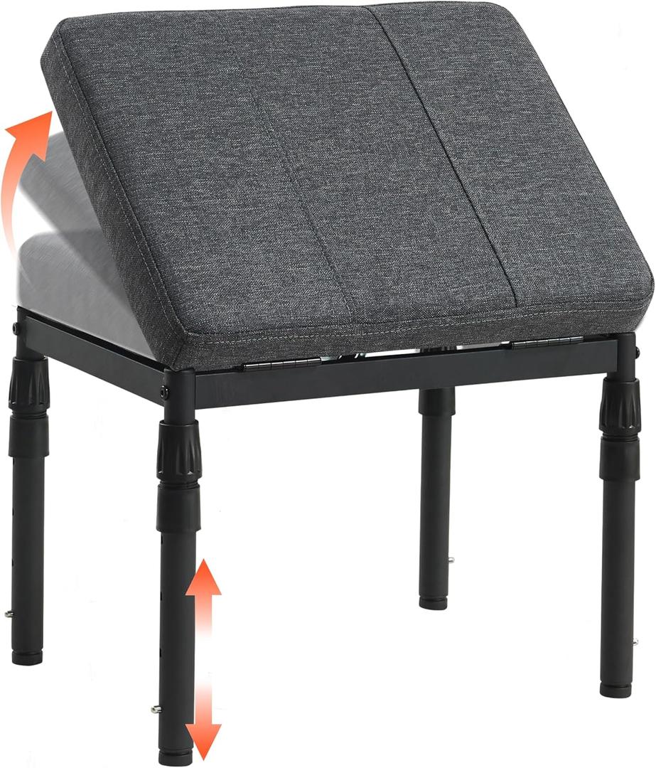 Adjustable Ottoman Pouf, 4 Height Position & 60 Degree Tilt Angle Adjustment Footrest Ottomans Footrest Foot Stools Pouffe Footstool for Under Desk for Living Room Home(Carbon Gray)