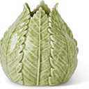 K&K Interiors 16320A-GR 5 Inch Green Ceramic Leaf Vase