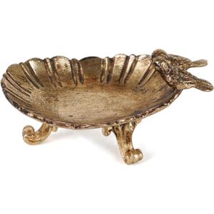 NIKKY HOME Vintage Gold Ring Holder Jewelry Dish, Antique Birds Trinket Display Decorative Metal Tray Bowl Classy Birthday Gifts for Women