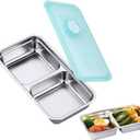Stainless Steel Snack Containers, 2 Compartment Bento Box with Lids  Reusable, Leakproof, for Snacks Dips Travel and Outdoor Camping (1)