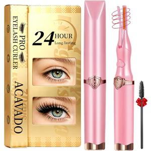 Heated Eyelash Curler - 2-in-1 Clip-Type Design, 3 Temperature Modes, USB Rechargeable Electric Eyelash Curler, Natural Curling 24H Long-Lasting Curl, Gift for Women & Girls, Light Pink