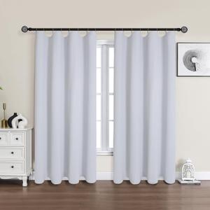 Chyhomenyc 2 Panels 100% Blackout Curtain Liners with 13 Rings, Blackout Liners for Behind Curtains for 84 Inch Curtains, Each 40Wx80L, 2 Liners Per Set with 13 Pieces Rings (Greyish White)