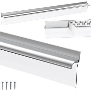 25" Chrome Framed Shower Door Replacement Drip Rail with Shower Door Bottom Sweep and 3 Applied Mounting Tape (25Inch)