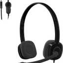 Logitech H151 Wired Headset, Analog Stereo Headphones with Rotating Noise-Cancelling Microphone, 3.5 mm Audio Jack, in-Line Controls, PC/Mac/Laptop/Tablet/Smartphone - Black