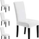 MOSAYT Velvet Stretch Chair Covers for Dining Room Set of 4 - Soft Slipcovers with Thick Removable Fabric for Parsons Chairs, Washable Seat Protectors for Kitchen, Banquet & Home Decor, White