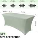 Obstal 6 Pack Stretch Spandex Table Covers for 6 Foot Tables - 6 FT Rectangular Fitted Tablecloth Protector for Wedding, Banquet, Party (Sage Green, 72'' Length x 30'' Width x 30'' Height)