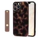 NITITOP Compatible with iPhone 14 Pro Max Case with Wrist Strap Cute Stylish Leopard Aesthetic Tortoise Amber Design for Women Girls Men Soft TPU Shockproof Protective Cover - Brown