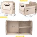 JiatuA Car Trunk Organizer, Car Organizers and Storage Collapsible Multi Compartment Container Box, Adjustable Car Accessories for SUV Sedan Truck, Standard Size, Beige