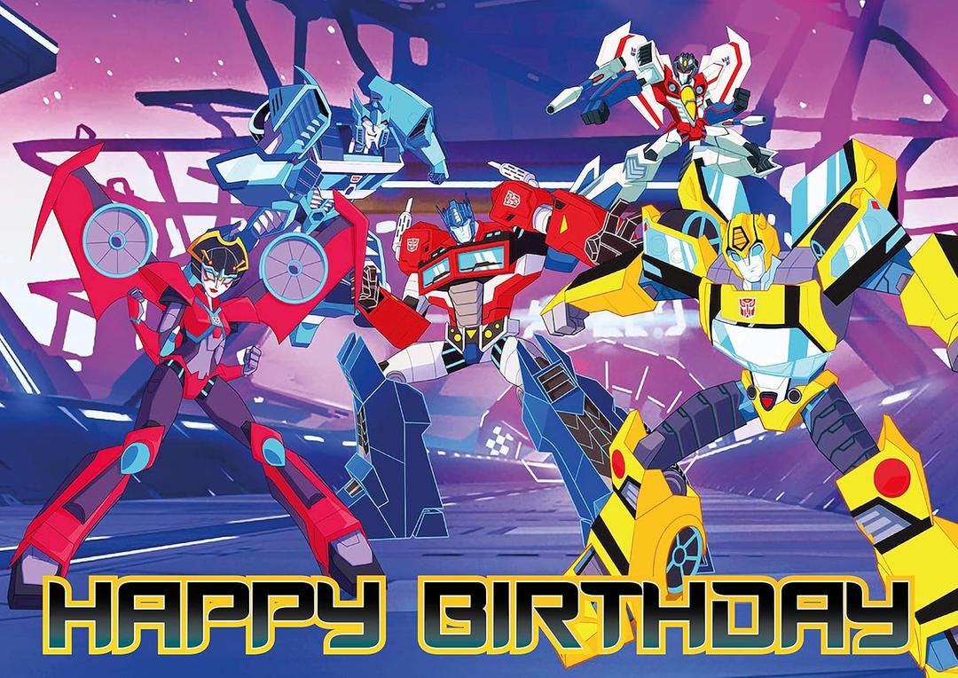 8.3 x 11.7 Inch Edible Square Cake Toppers  Robot Hero Adventure Themed Birthday Party Collection of Edible Cake Decorations