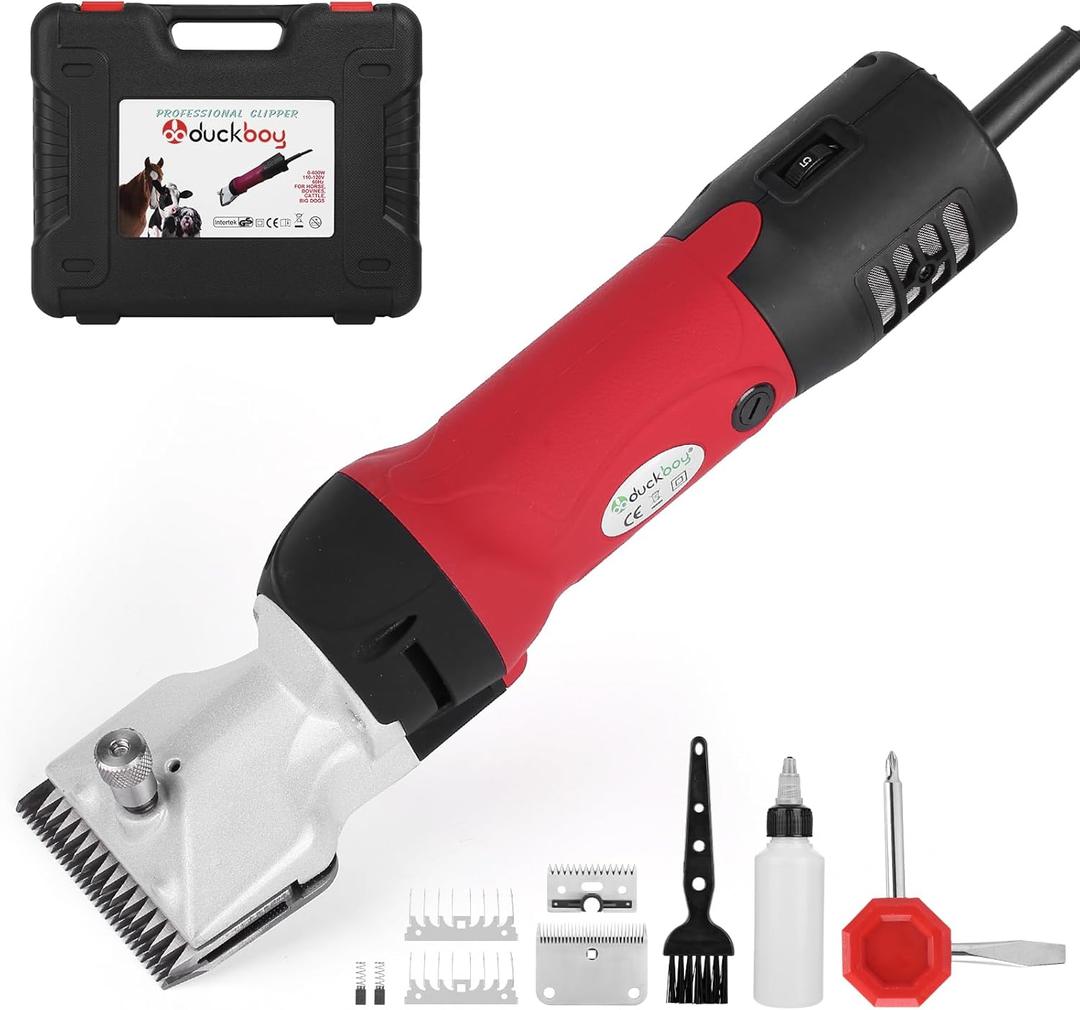 DUCKBOY Heavy Duty Clippers for Thick Coats Animals, 600W Professional Electric Shearing Machine for Horse Pony Cattle and Large Dogs Livestocks Grooming, 6 Speed & 2 Detachable Shearing Blades