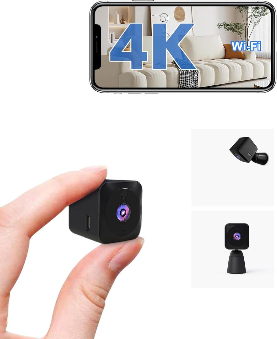 AOBOCAM 4K HD Indoor Camera for Indoor Security with App Control Motion Detection & Night Vision Wireless WiFi Rechargeable Pet Camera for Home/Office 24/7 Cycle Save Video Only (4K)