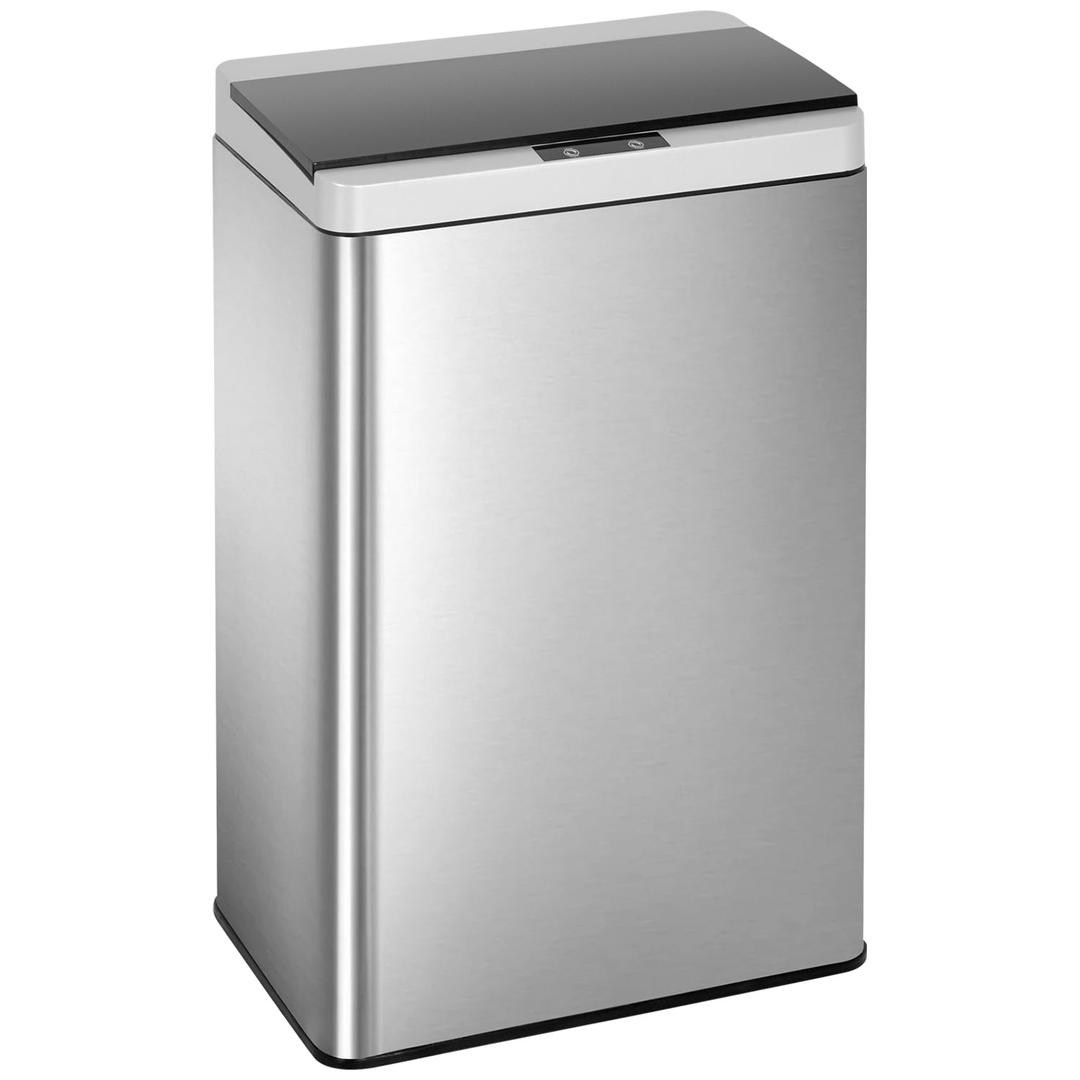 BestOffice 13 Gallon(50L) Trash Can Stainless Steel Kitchen Garbage Can with Automatic Sensing Cover Anti-Fingerprint for Home Office Bathroom Bedroom Kitchen Trash Can with Lid Waste Bin