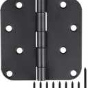18 Pack Black Door Hinges 4 Inch x4 Rounded Heavy Duty Exterior Door Hinges Black Matte Black Hinges for Interior Doors,Front/Entry/Hinged/Steel/Barn-Style/Inside/Outside Door Hardware Hinge 8 Holes (Matte Black-4 in)