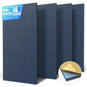 4 Pack High Density Large Acoustic Panel Sound Absorbing with Self-Adhesive