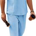 COOFANDY Mens 2 Pieces Cotton Linen Sets Short Sleeve Casual Henley Shirt Summer Beach Pants Lounge Vacation Outfits Set (X-Large, Light Blue)