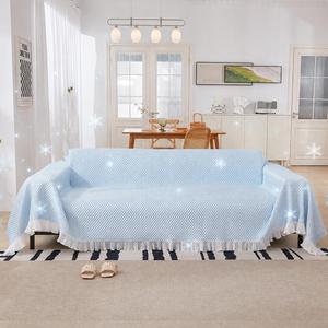 Cooling Couch Cover, Cooling Sofa Cover Made of Ice Silk, Skin-Friendly and Breathable, Non-Slip, Machine Washable (Blue, 3 Seater(70.9"×118.1"))