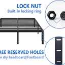 NEW JETO Metal Bed Frame,King Size Bed Frame with Storage Space,Heavy Duty Sturdy Mattress Foundation,Easy Assembly,No Box Spring Needed, Black,18 Inch,King