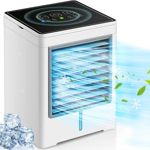 Portable Air Conditioners, Personal Evaporative Air Cooler with 3 Wind Speeds Touch Screen Small Air Conditioner Fan, Desktop Cooling Fan for Room, Bedroom, Office, Camping