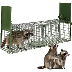 40 2 Door Live Animal Trap, Easy Set and Release Animal Trap, Live Animal Trap Cage for catching Stray Cats, Raccoons, Squirrels, Rabbits, Moles, Groundhogs, Armadillos up to 17.6 lbs