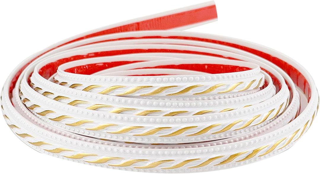 Flexible Molding Trim Wall Trim, 16.4 Feet Self Adhesive Peel and Stick Molding Ceiling Molding, Cabinet Border, Mirror Frame Trim Wall Trim for Home Decor Wall Molding & Trim (White and Gold)