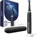 Oral-B iO Series 5 Rechargeable Electric Toothbrush with Visible Pressure Sensor to Protect Gums, 2 Minute Timer, 5 Cleaning Settings, 1 Replacement Toothbrush Heads, and Travel Case, Black