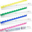 DoubleFill 4 Pack Mahjong Tile Rack & Pusher Set, Acrylic All-in-one Holders, Magnetic Mahjong Racks for Organizing Tiles, Easy to Use for Home Game Nights(Scalloped Edge,Colorful)