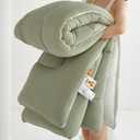 Queen Size Winter Down Alternative Comforter Quilted Duvet Insert with Microfiber Filling - All Season Reversible Warm Home Comforter - Machine Washable, Green