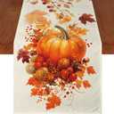2 x Thanksgiving Table Runner, Hello Fall Pumpkin Hawthorn, Fall Table Decor Centerpieces for Home Kitchen Party Decorations 13x72 Inch
