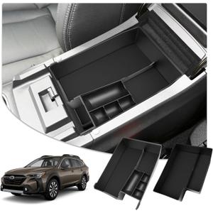 CDEFG for 2025 2026 Subaru Outback & Legacy Center Console Organizer Tray Accessories Armrest Storage Box Insert Tray for 2021-2024 2025 (Upper & Lower 2 Packs Black)