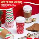 JOYIN 72 PCS Christmas Disposable Party Paper Cups, 16 oz Merry Christmas Coffee Cups With Sleeves and Lids, 6 Designs Xmas Tea Drinkware, Beverages Tableware Holiday Supplies Favors