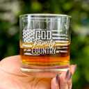 God family Country Engraved Whiskey Glass, Army Veteran Gift, Custom Etched Rocks Glass, Proud American Soldier, Made in USA, Father's Day Gift, Military Retirement