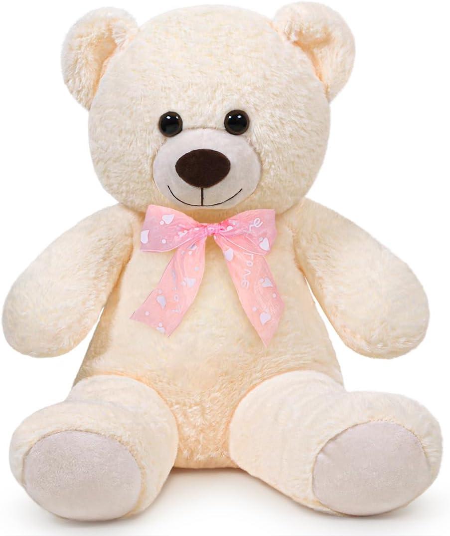 Teddy Bear Stuffed Animal 24'' Small Teddy Bear Plush Toy Gift for Valentine Christmas Birthday White (23.6 inches)