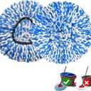 2 Pack Mop Replace Heads Compatible for OCeda, Spin Mop Refill Head Replacement for RinseClean 2-Tank System - Fluffy Microfiber, Machine Washable and Easy to Replace (2 Count (Pack of 1), Blue)