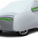AUQDD 6-Layers Premium SUV Car Cover Waterproof All Weather Weatherproof UV Sun Protection Snow Dust Storm Resistant Outdoor Exterior Custom Form-Fit Full Padded Car Cover with Straps 205"-216" K10