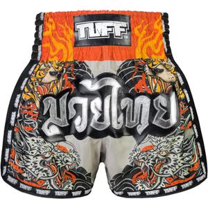 Tuff Sport Retro Muay Thai Shorts Boxing Shorts Classic Slim Cut MMA Kickboxing Workout Set Clothing Training (Medium, Tuf-msc106-gry)