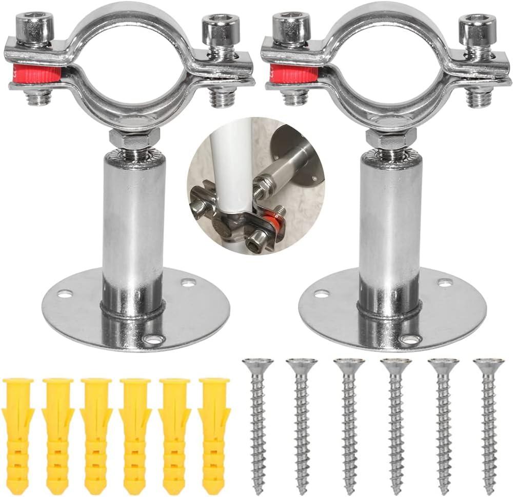 Beduan 2 Inch Stainless Steel Pipe Support Wall Ceiling Mount Pipe Strap Clamp Adjustable Pipe Bracket Holder for PVC Metal Water Pipe Tube Fitting (Range 51-57mm) (2"(51mm)(50+50mm) Pls Check OD!)